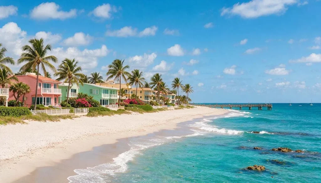 Charming coastal neighborhood with palm trees in Lauderdale-by-the-Sea