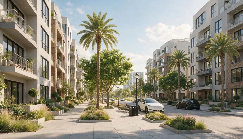 Modern residential street in West Hollywood