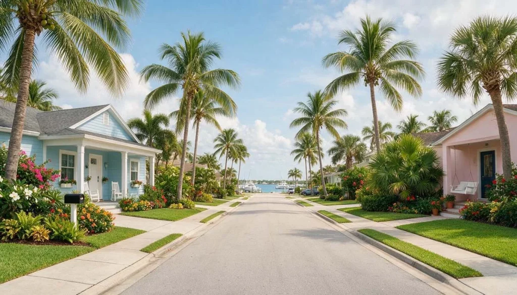 Palm-lined residential neighborhood in Boynton Beach